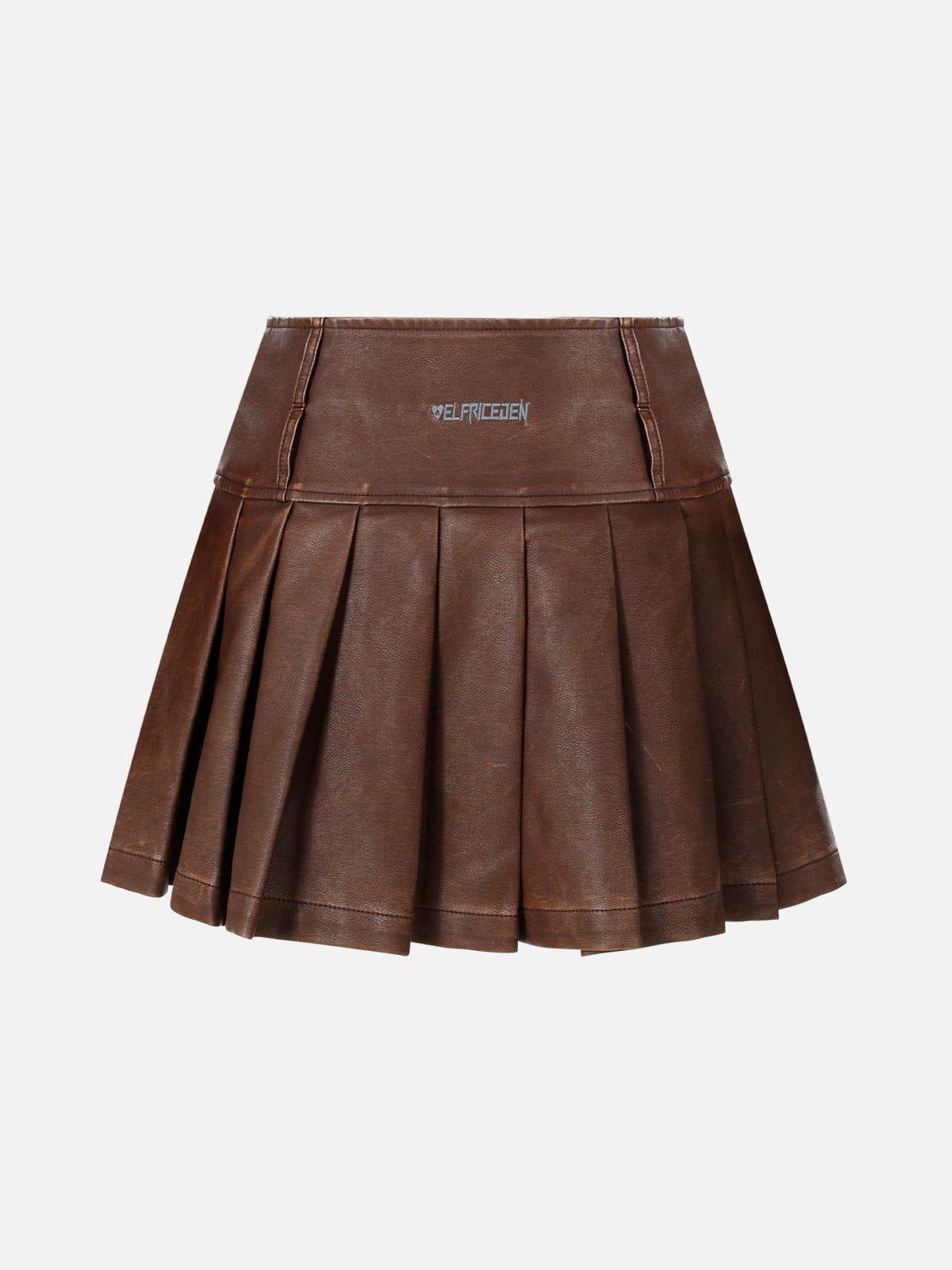 Aelfric Eden Heart Belt Faux Leather Pleated Skirt Female Product Image