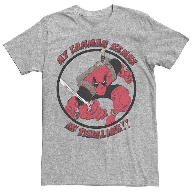 Mens Marvel Deadpool My Common Sense is Tingling Tee Athletic Grey Product Image