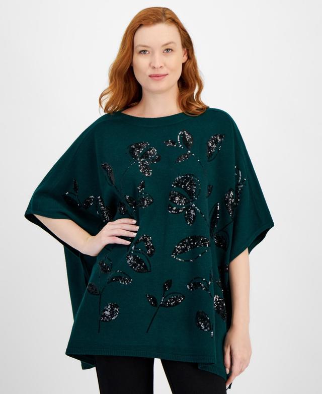 Anne Klein Womens Sequin-Detail Poncho Top Product Image