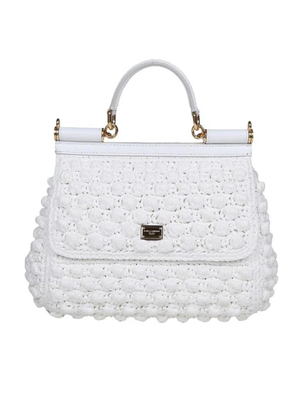 Dolce E Gabbana Raffia Crochet Handbag White Color In White/white Product Image