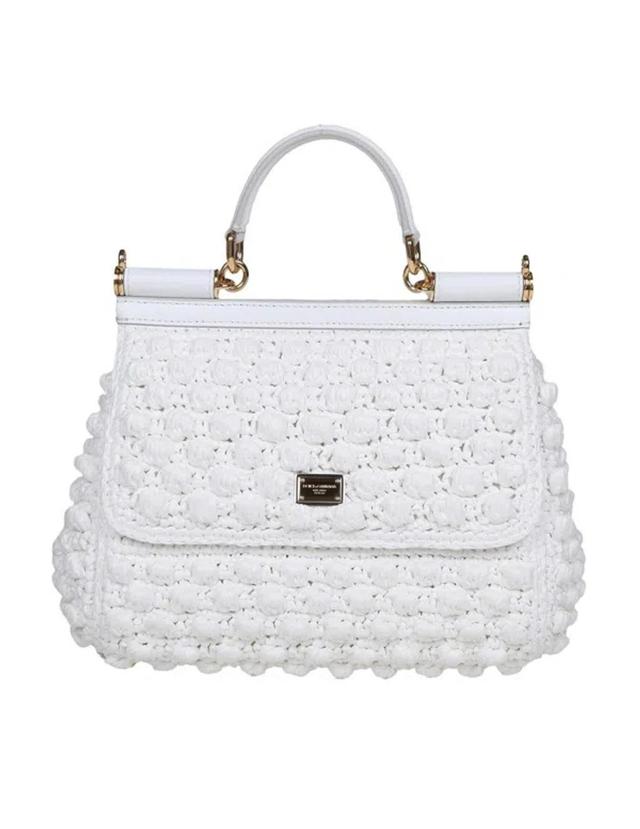 Dolce E Gabbana Raffia Crochet Handbag White Color In White/white Product Image