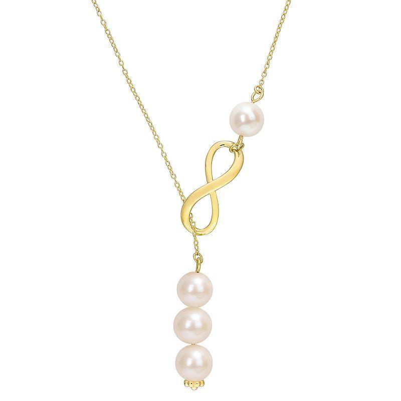 Stella Grace 18k Gold Over Silver Freshwater Cultured Pearl Infinity Lariat Necklace, Womens 18k Gold Plated Product Image