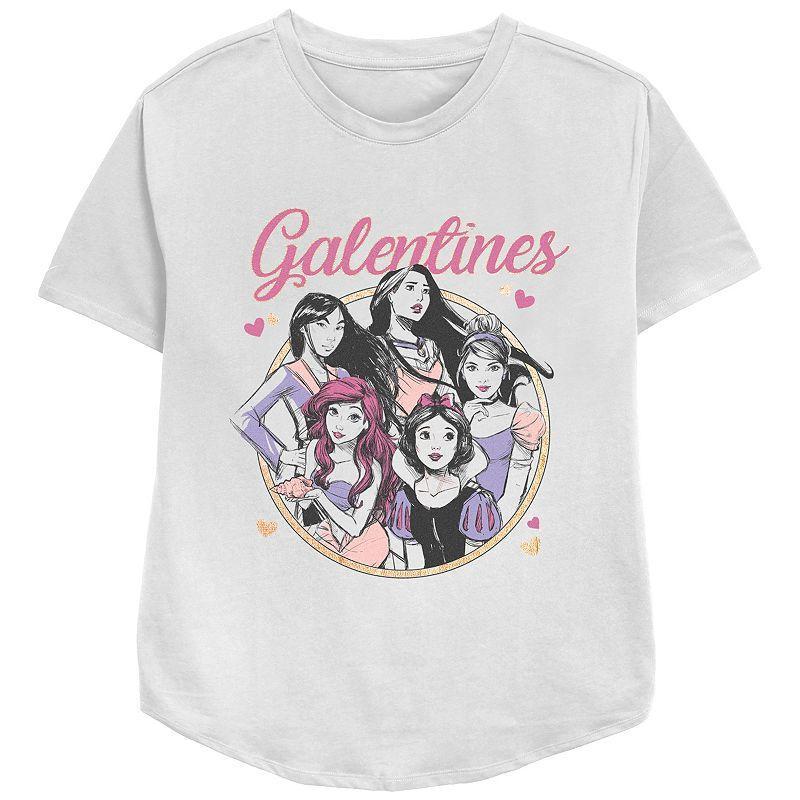 Womens Disney Princess Galentines Group Relaxed Fit Graphic Tee, Girls Grey Gray Product Image