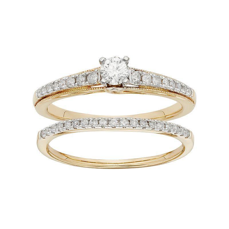 The Regal Collection Diamond Engagement Ring Set in 10k Gold (1/2 Carat T.W.), Womens White Product Image