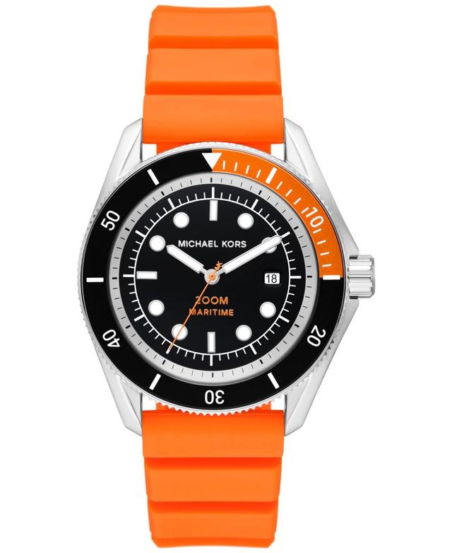 Michael Kors Mens Maritime Three-Hand Date Orange Silicone Strap Watch Product Image