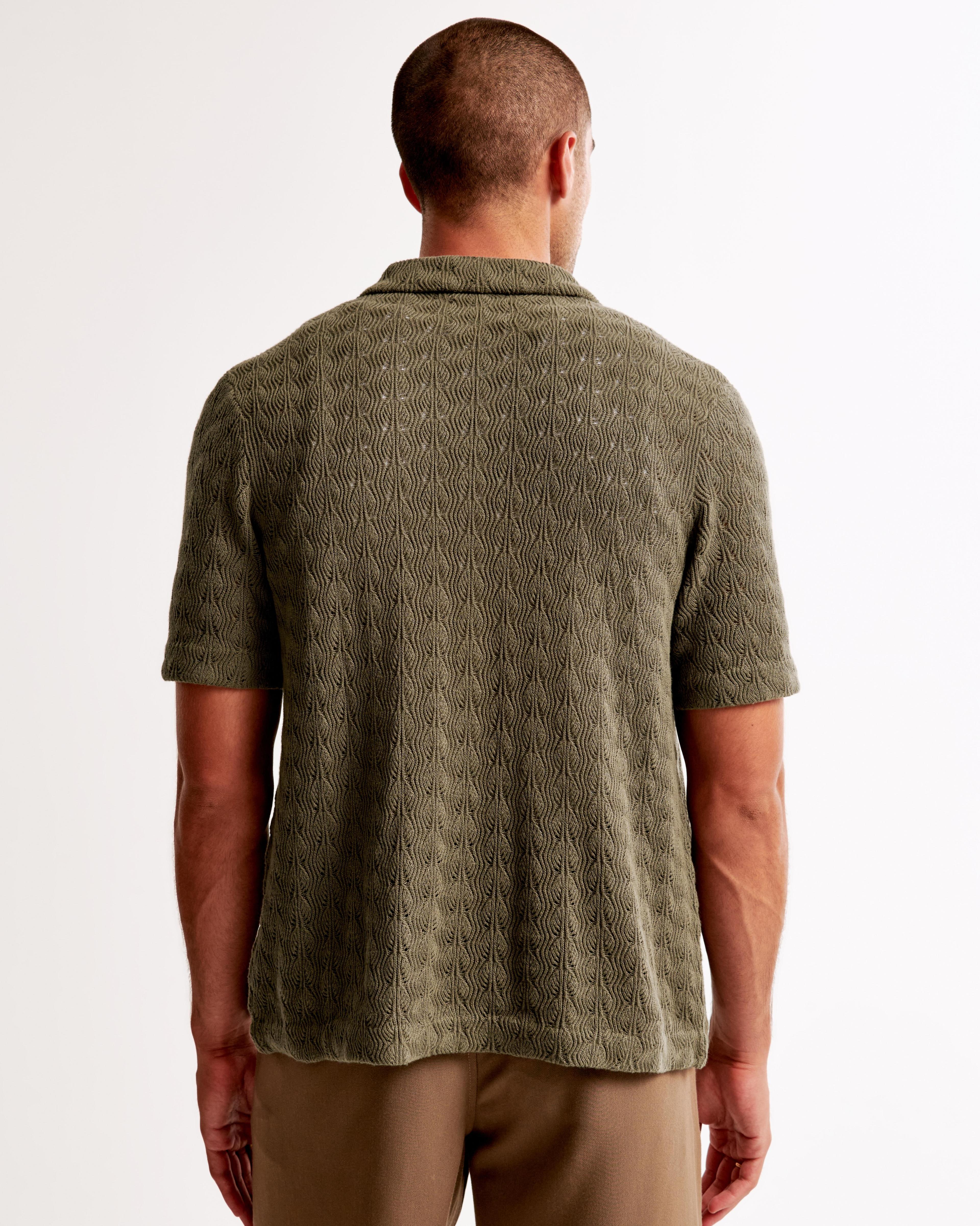 Textured Knit Button-Through Sweater Polo Product Image