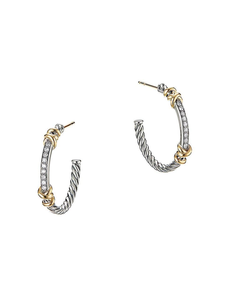 Womens Helena Hoop Earrings With 18K Yellow Gold & Diamonds Product Image