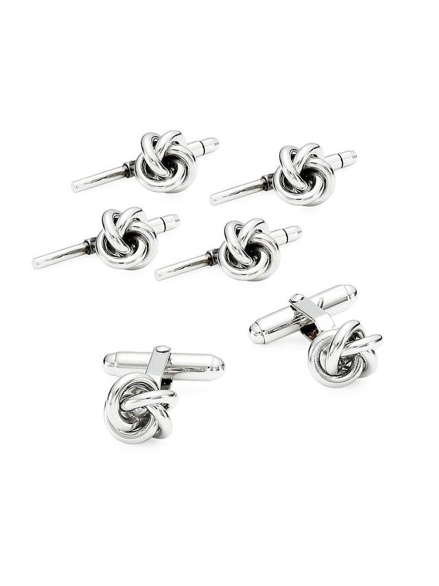 Mens 3-Pair Sterling Silver Knot Cufflink Product Image