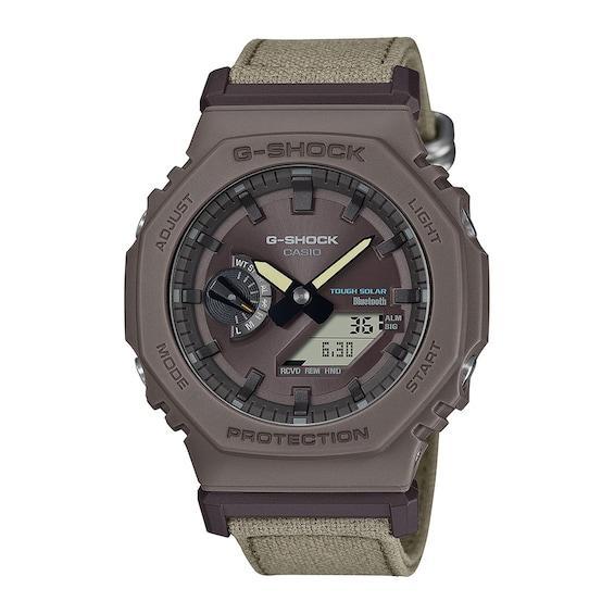 Men's Casio G-Shock Watch with Brown Fabric Strap (Model Gab2100Ct-5A) Product Image