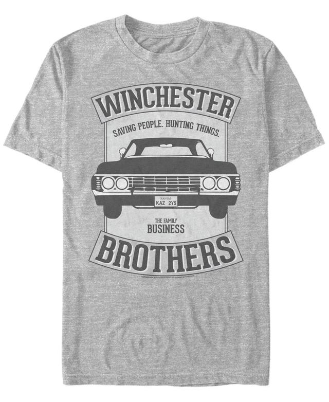 Mens Supernatural Winchester Brothers Saving People. Hunting Things. Tee Athletic Grey Product Image