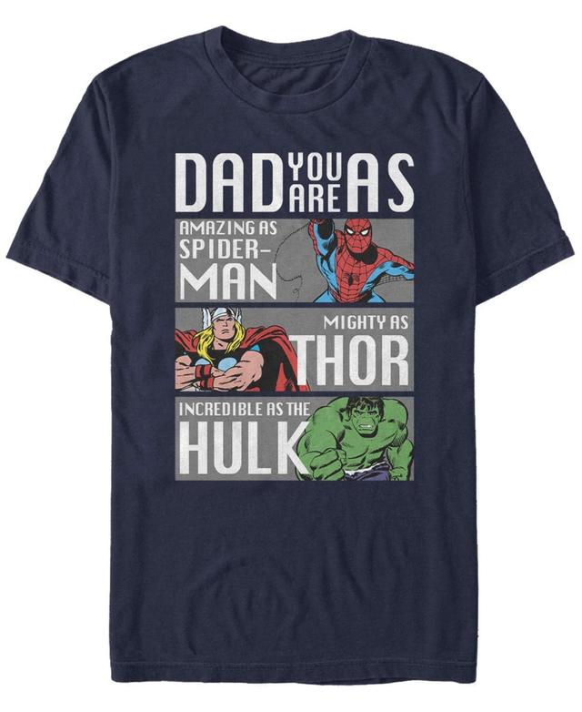 Mens Marvel Spider-Man Thor Hulk Dad You Are As Panels Graphic Tee Blue Product Image