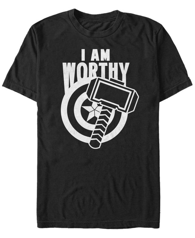 Mens Marvel Avengers Endgame Captain America I Am Worthy Mjolnir Shield Graphic Tee Product Image