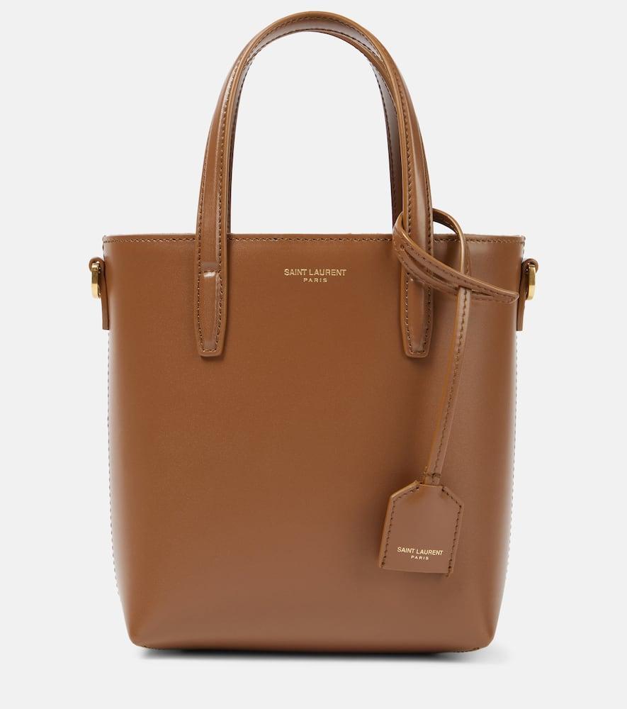 SAINT LAURENT Shopping Tag Detail Tote Bag In Brown Product Image