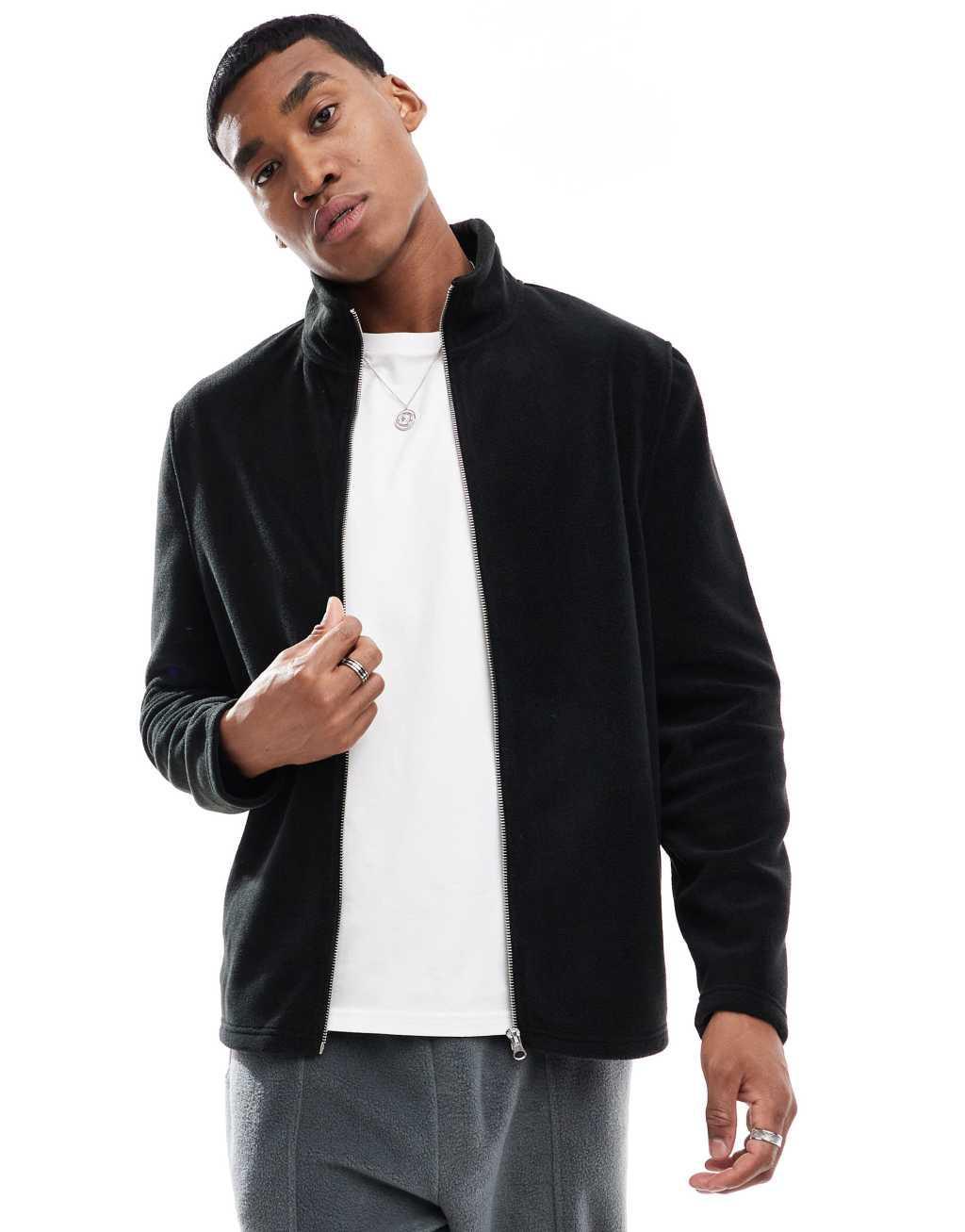 ASOS DESIGN fleece shacket in black Product Image