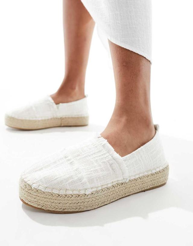 South Beach frayed espadrilles in cream  Product Image