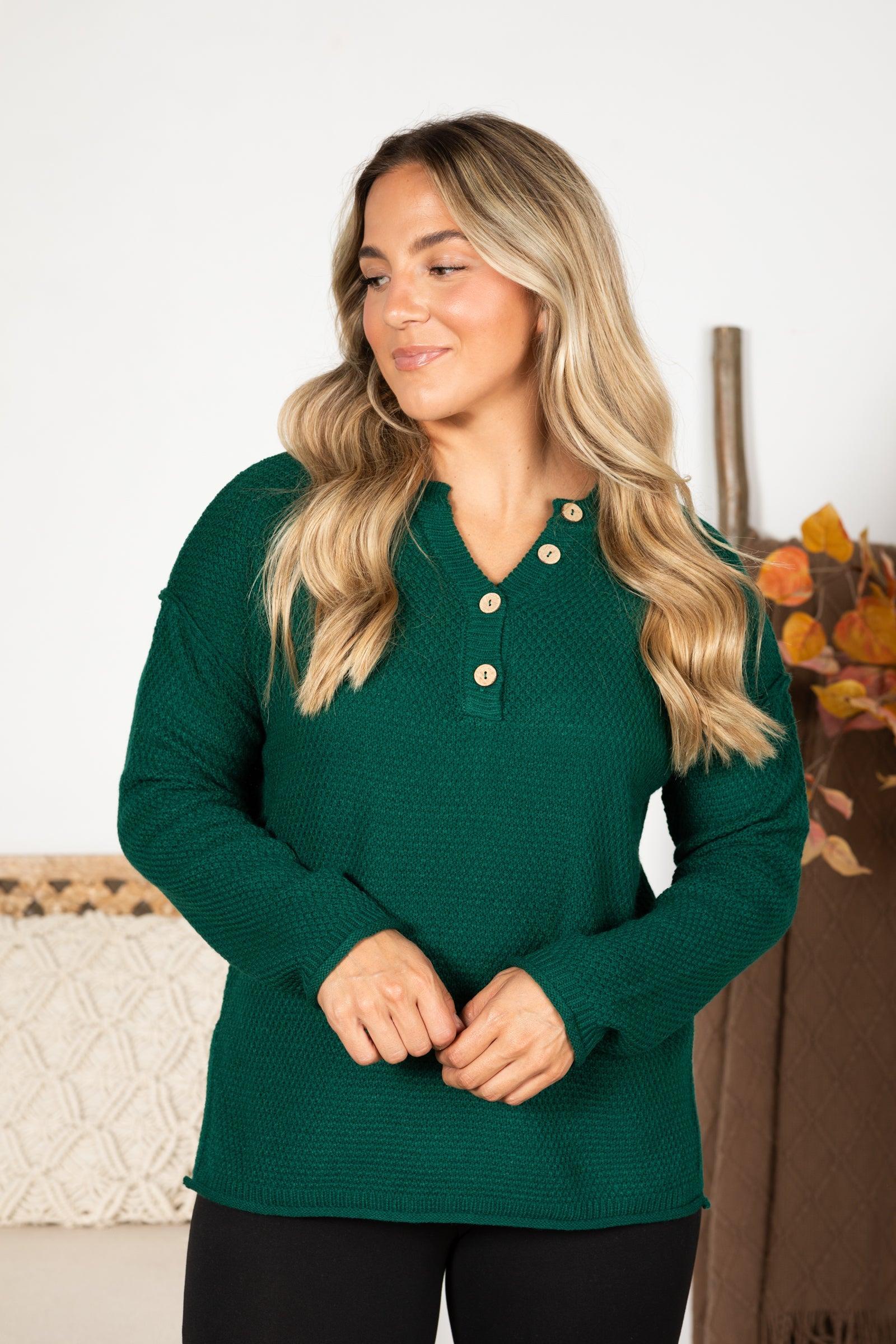 Button Henley Neckline Basic Sweater Product Image