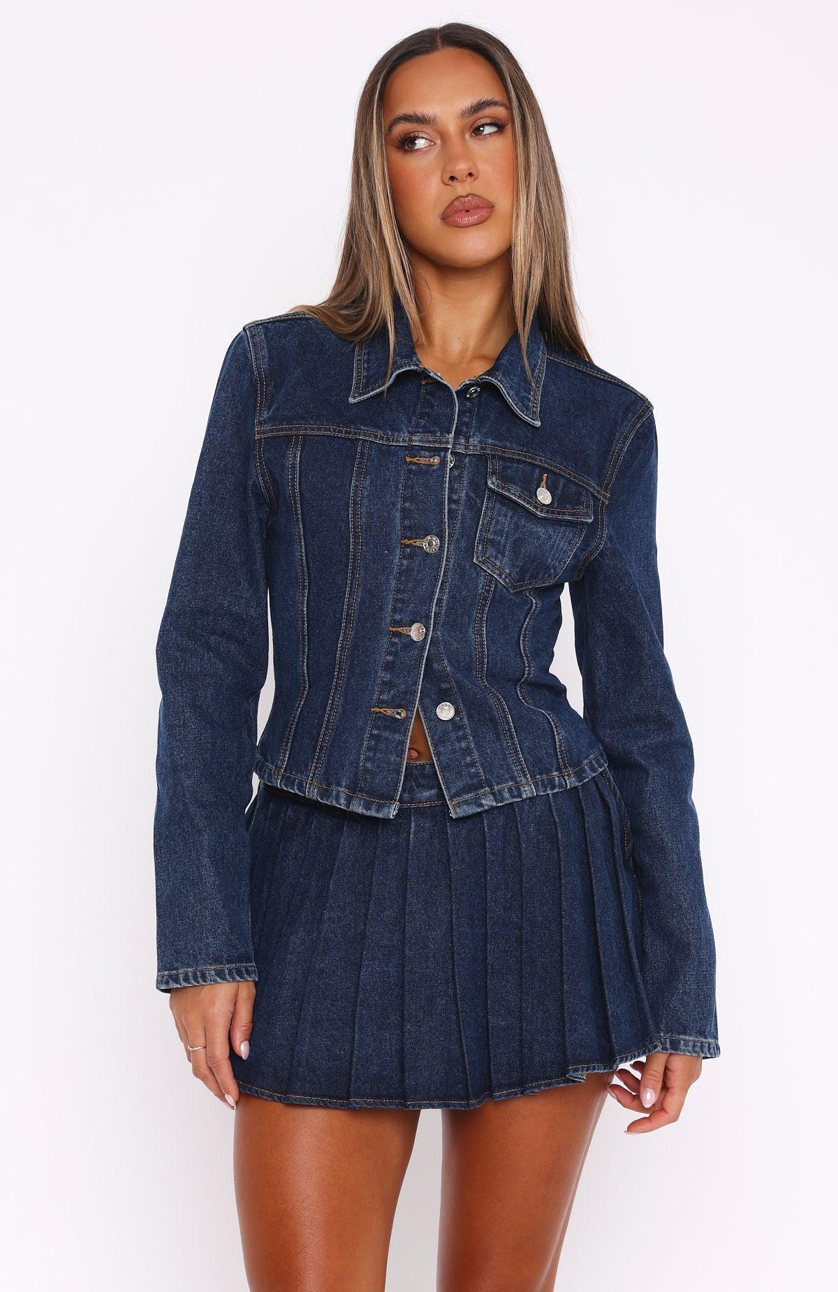 Ayla Denim Jacket Dark Blue Product Image