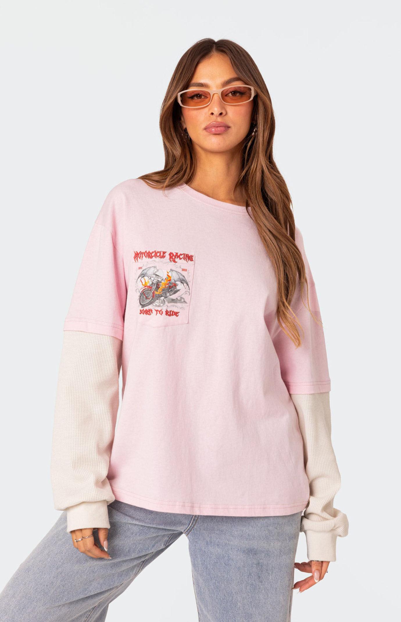 Edikted Women's Racing Oversized Layered T-Shirt Product Image