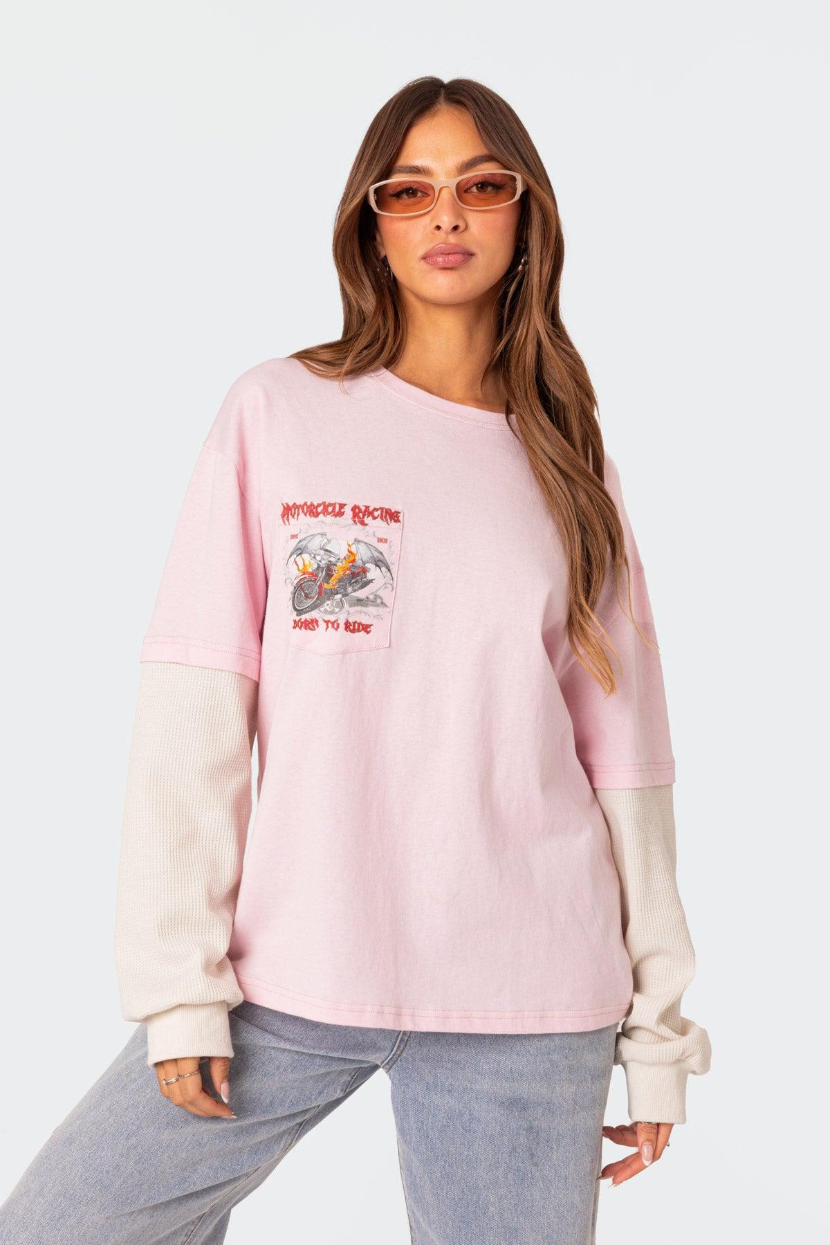 Racing Oversized Layered T Shirt Product Image