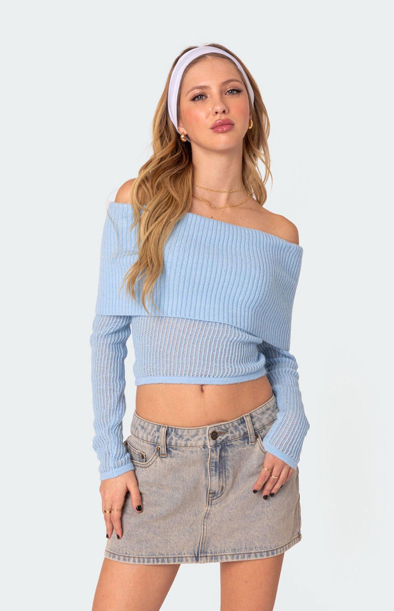 Edikted Women's Lili Fold Over Knit Top Product Image