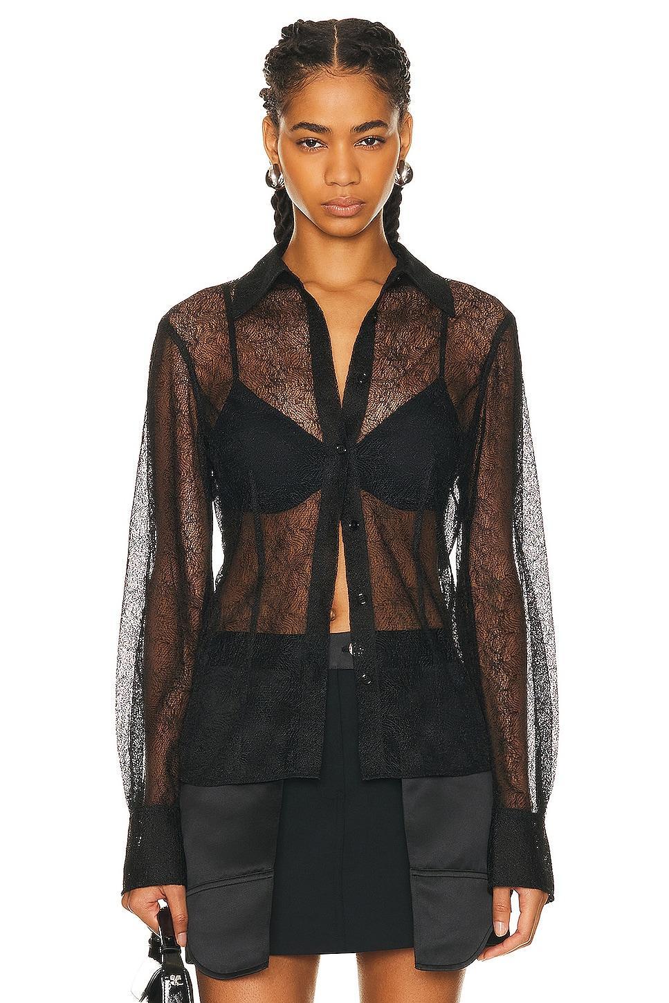 Helmut Lang Seamed Web Lace Shirt Black. (also in ). Product Image