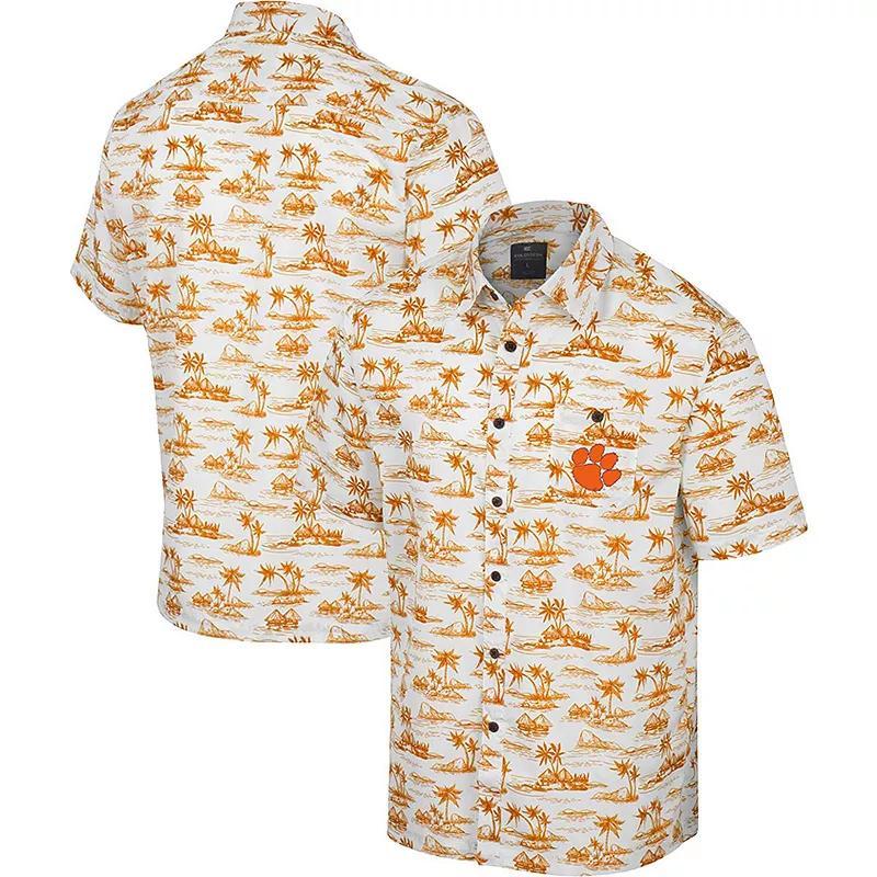 Mens Colosseum Clemson Tigers Spontaneous is Romantic Camp Button-Up Shirt Product Image