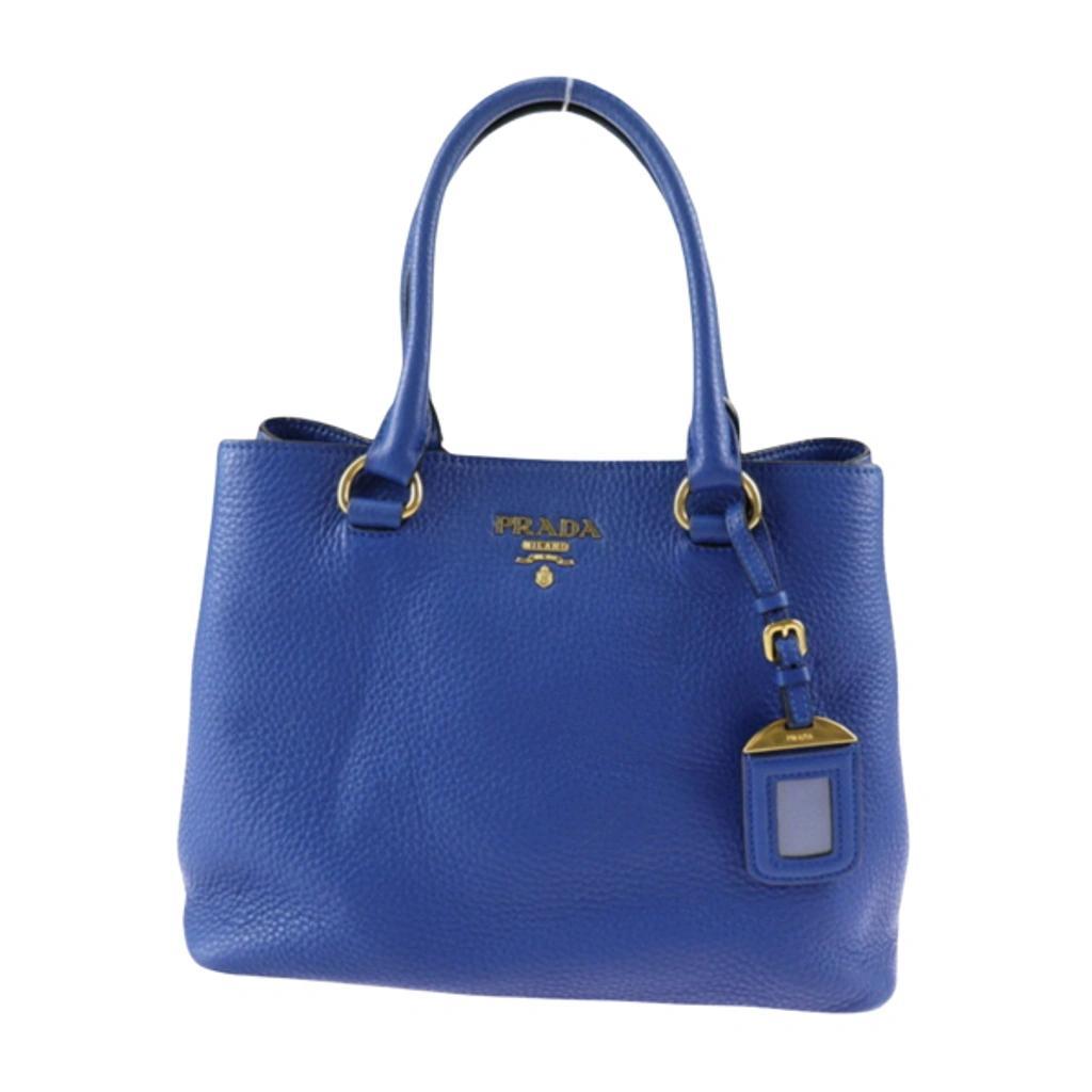 Blue Saffiano Cuir Leather Large Twin Tote Product Image