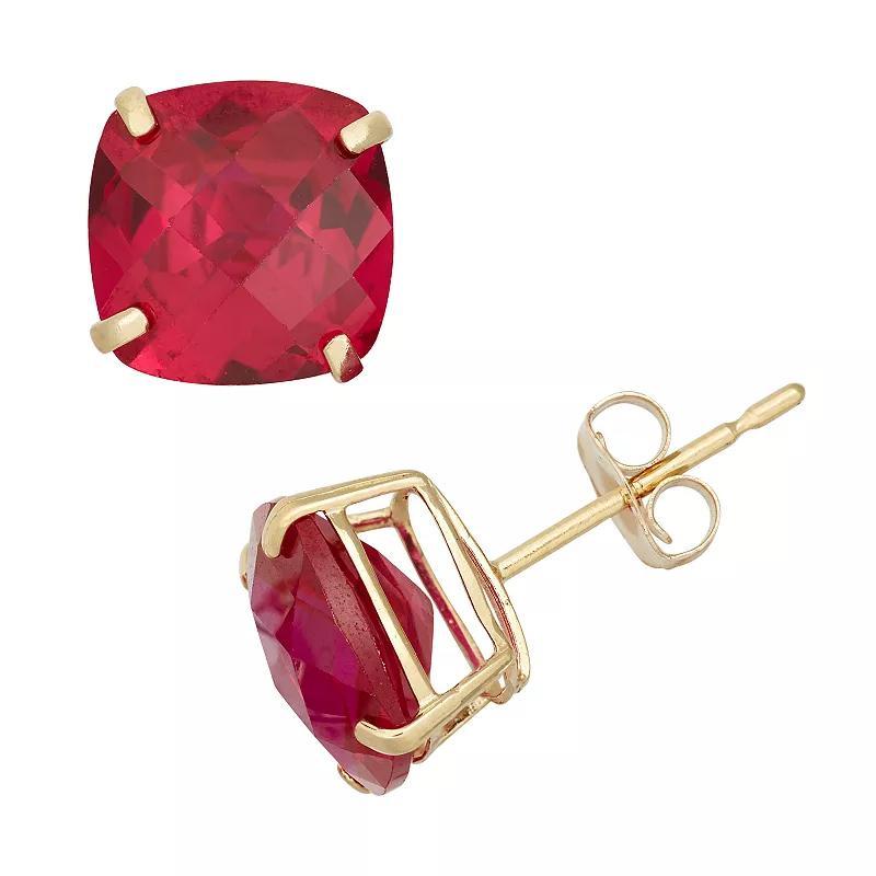 Designs by Gioelli Lab-Created Ruby 10k Gold Stud Earrings, Womens, Red Product Image