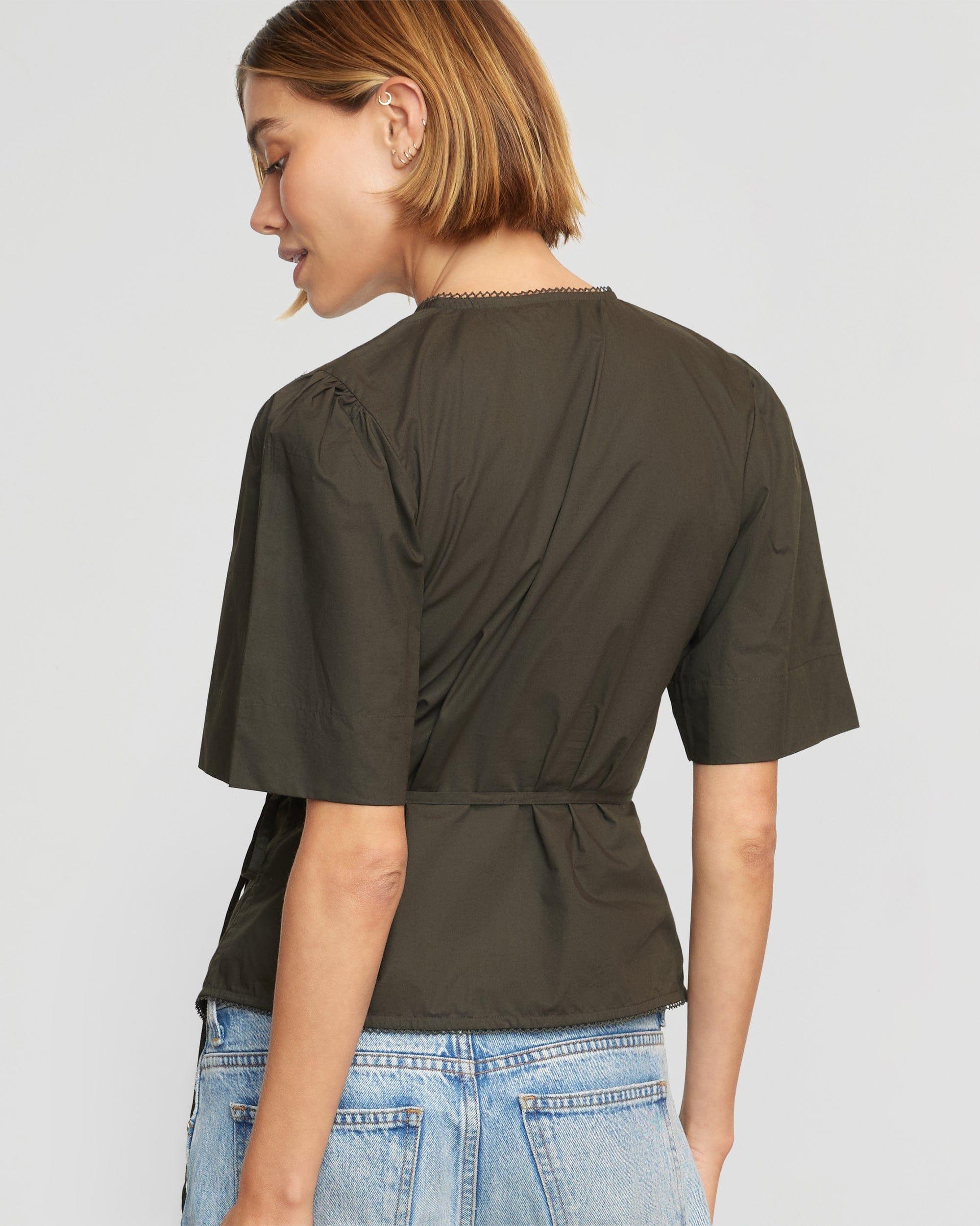 Chidi Structured Short-Sleeve Wrap Blouse Product Image