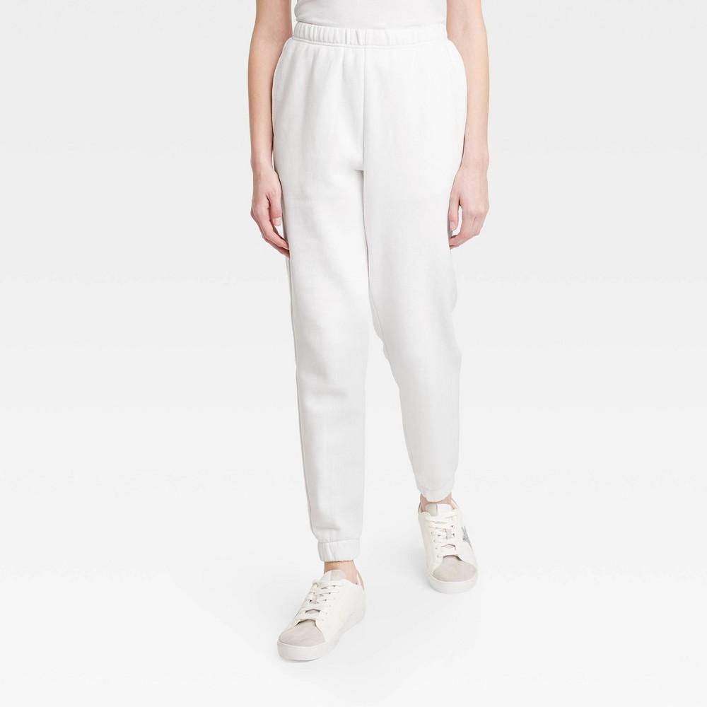 Womens Fleece Joggers - Universal Thread White L Product Image