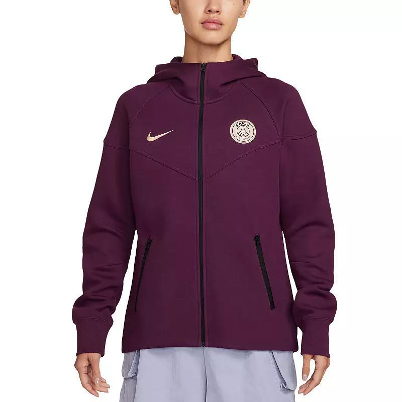 Womens Nike Burgundy Paris Saint-Germain 2024/25 Tech Fleece Full-Zip Hoodie product image