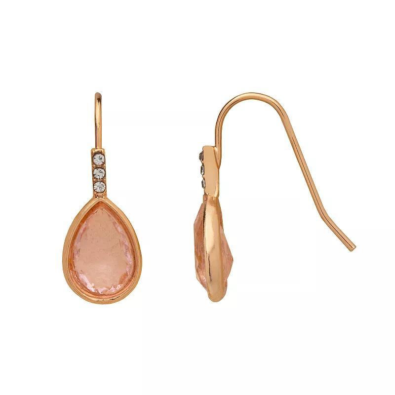 LC Lauren Conrad Gold Tone Blush Simulated Crystal Nickel Free Pear-Shaped Drop Earrings, Womens Product Image