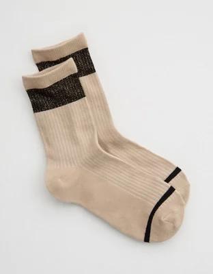 Aerie Metallic Wide Stripe Crew Socks Product Image