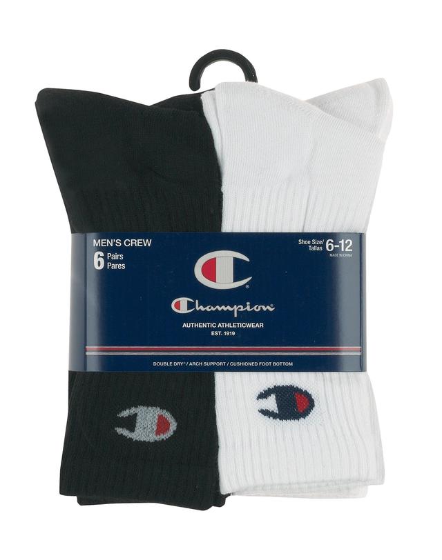 Champion Mens Crew Socks, 6-pairs Heather Grey 6-12 Product Image