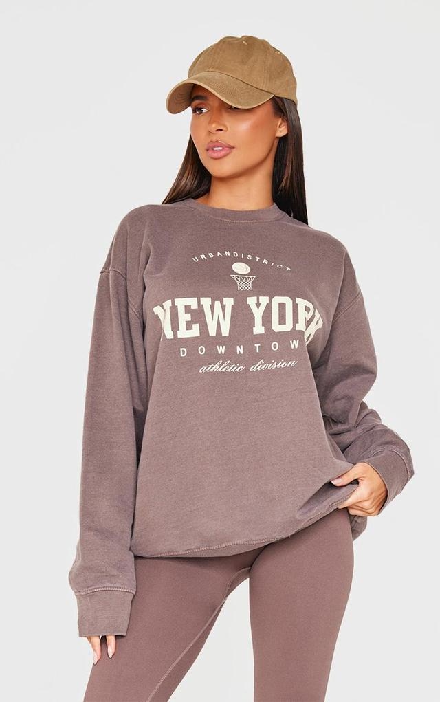 Chocolate New York Downtown Graphic Printed Sweatshirt Product Image