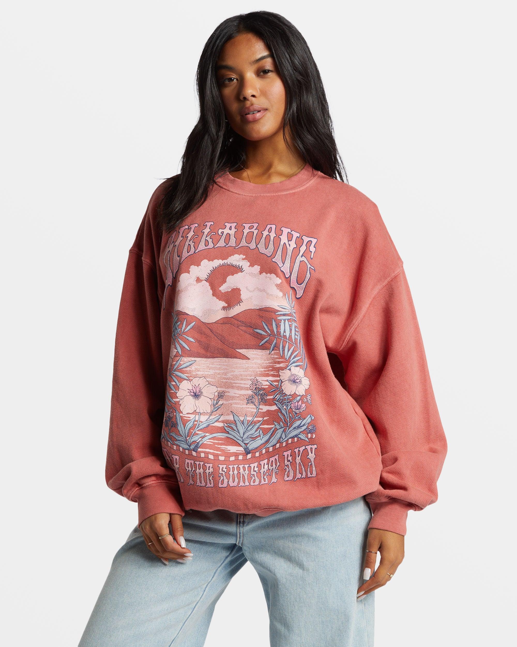 Ride In Oversized Crewneck Sweatshirt - Red Clay Female Product Image