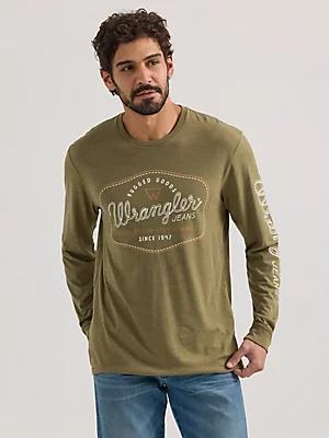 Men's Long Sleeve Rope Arm Logo Graphic T-Shirt | Men's SHIRTS | Wrangler® Product Image