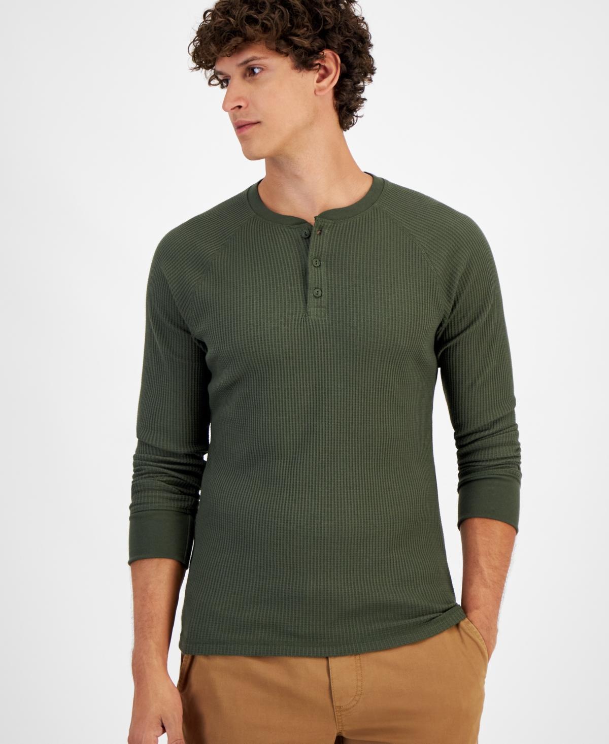 Sun + Stone Mens Thermal Henley Shirt, Created for Macys Product Image