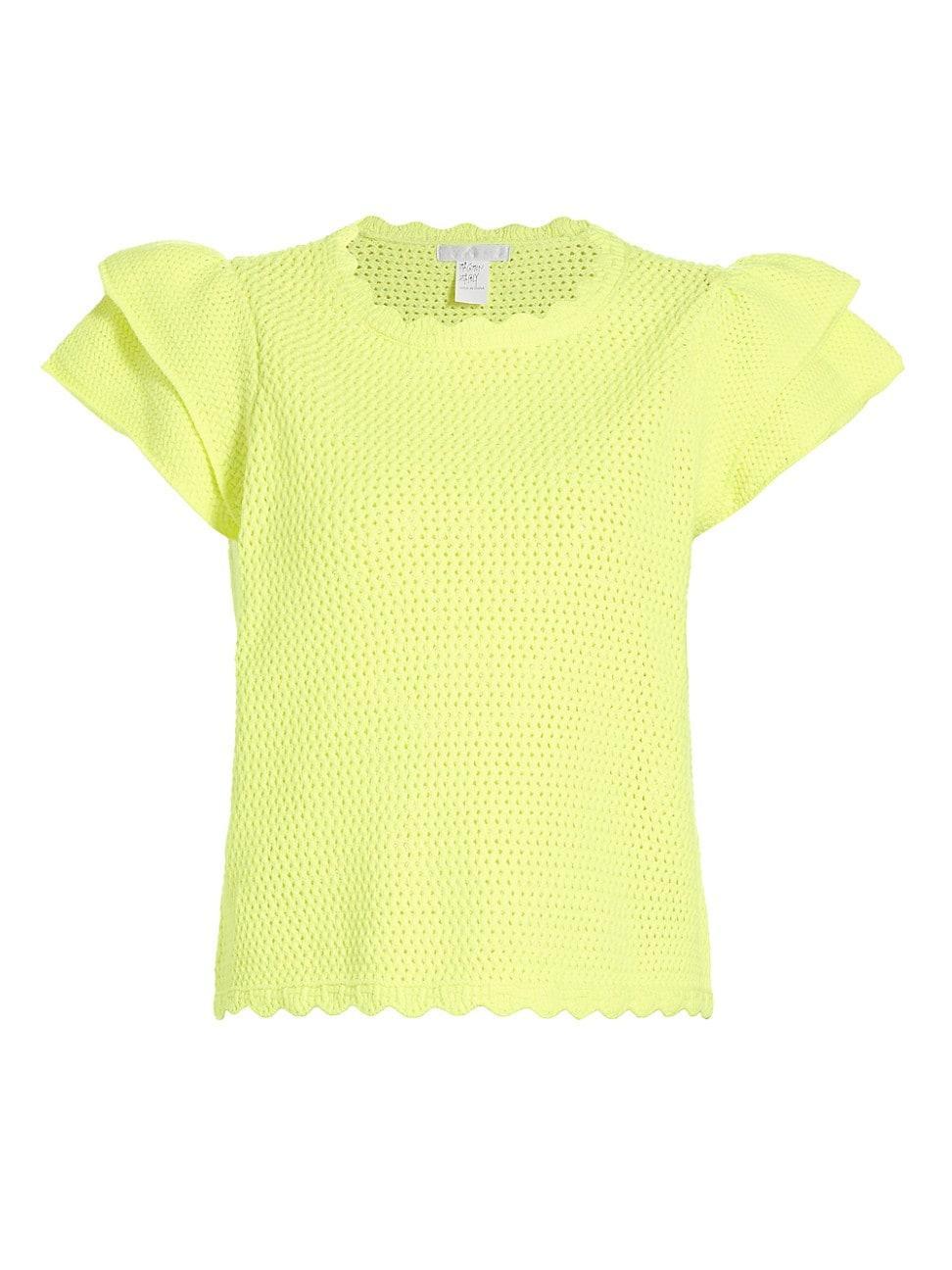 Womens Knit Ruffled Short-Sleeve Top product image