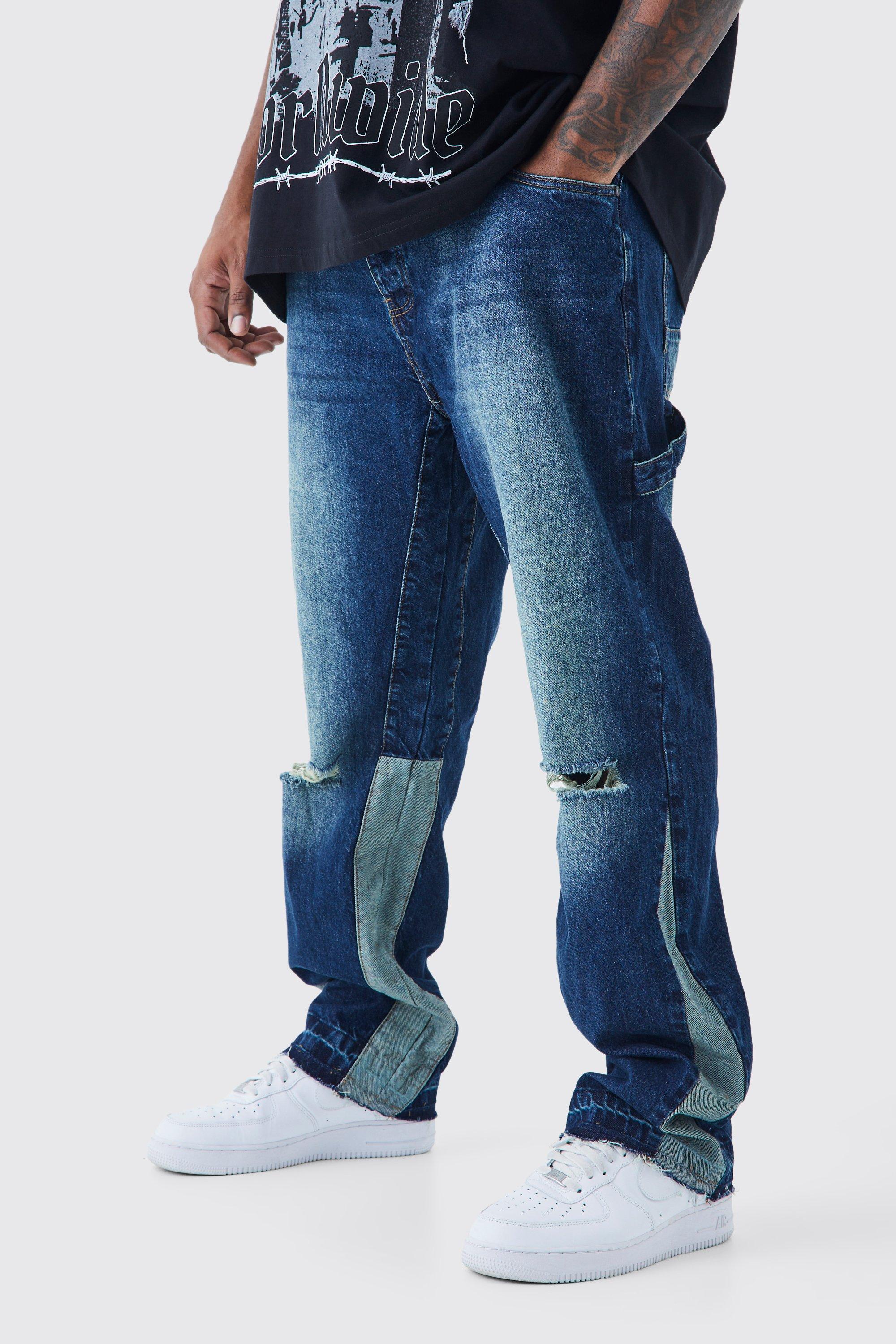 Plus Straight Rigid Carpenter Jeans | boohooMAN USA Product Image