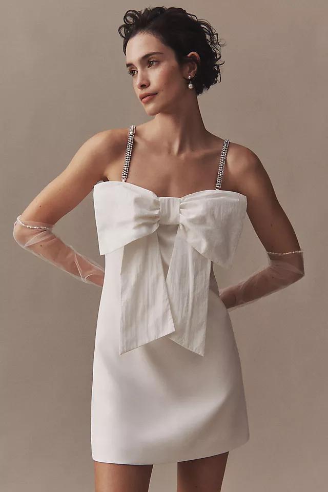 BHLDN Crystal-Strap Bow-Front Crepe Mini Dress Product Image