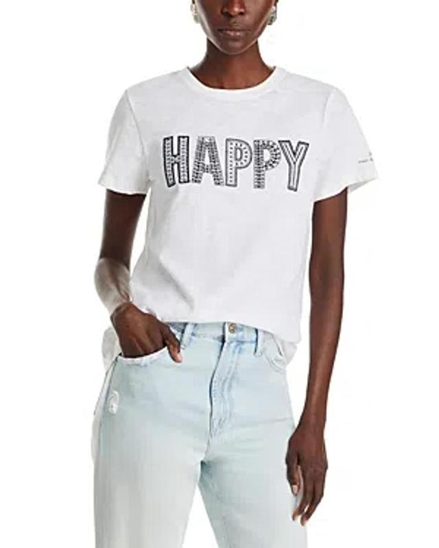 Cinq A Sept Embroidered Happy Tee In White Navy Product Image