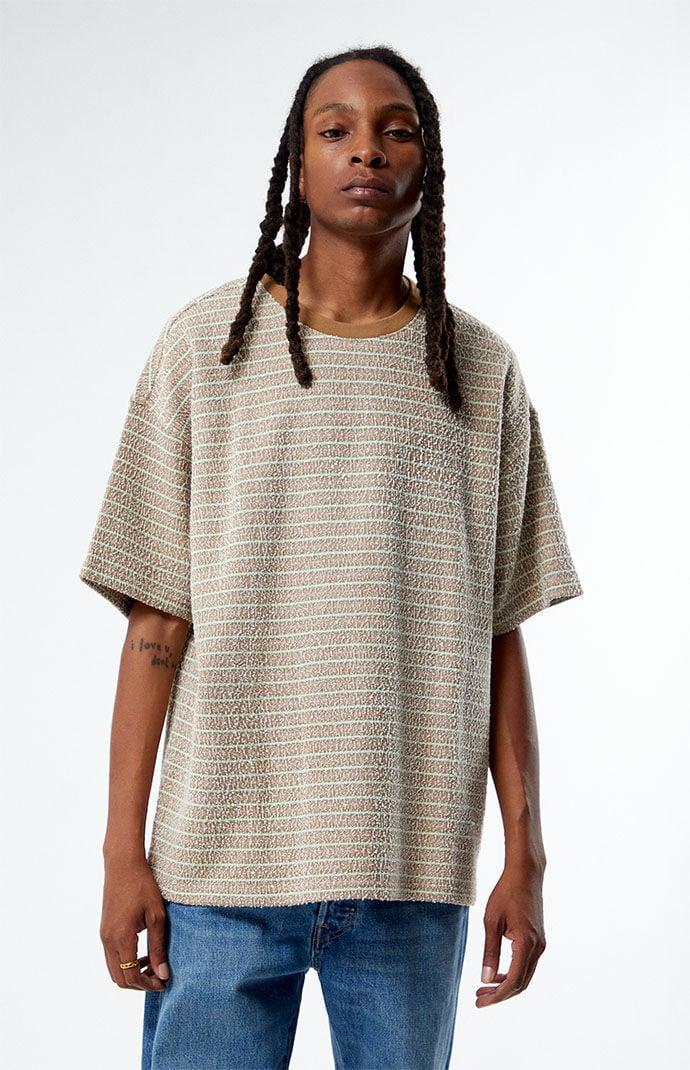 Mens Oversized Terry Striped T-Shirt - Product Image