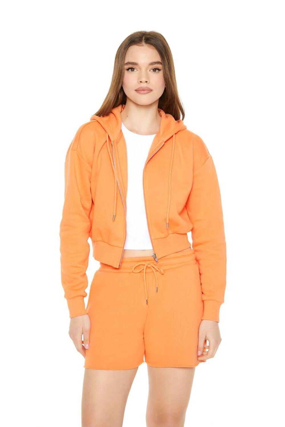 Cropped Fleece Zip-Up Hoodie | Forever 21 Product Image