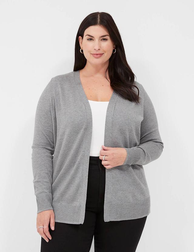 Lane Bryant Modern Long-Sleeve Open-Front Cardigan 14/16 Medium Heather Grey Product Image