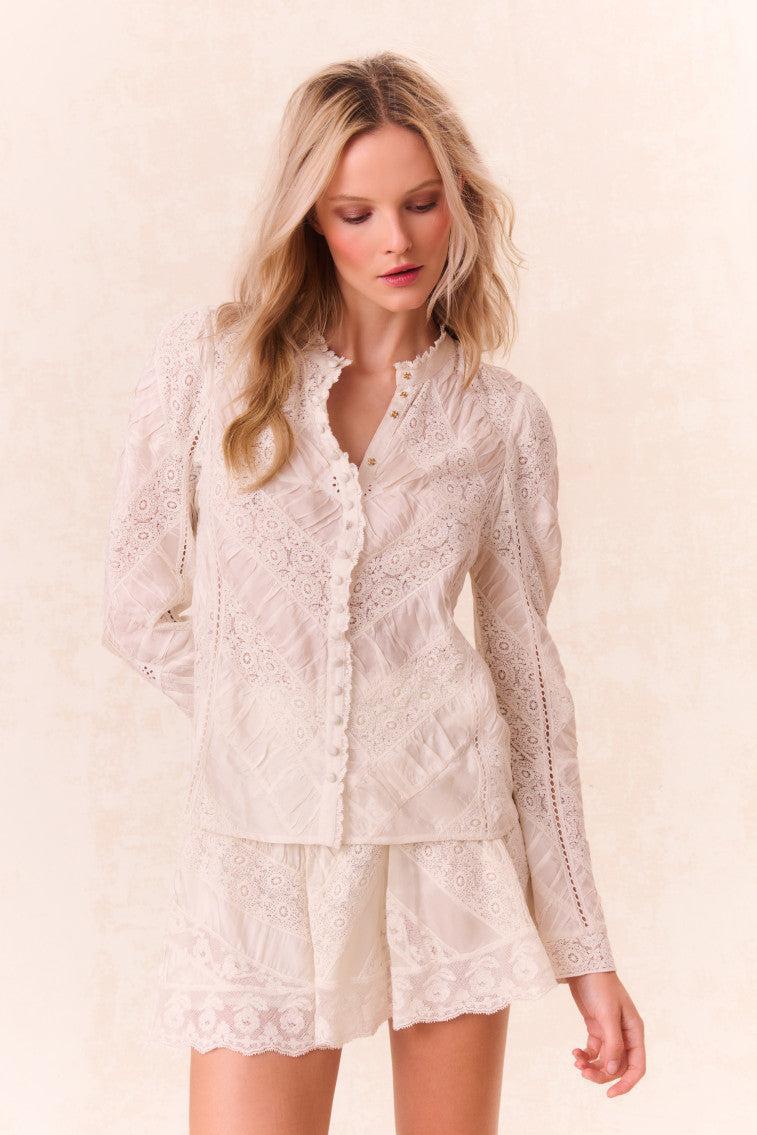 Isaline Button Down Lace Top Product Image