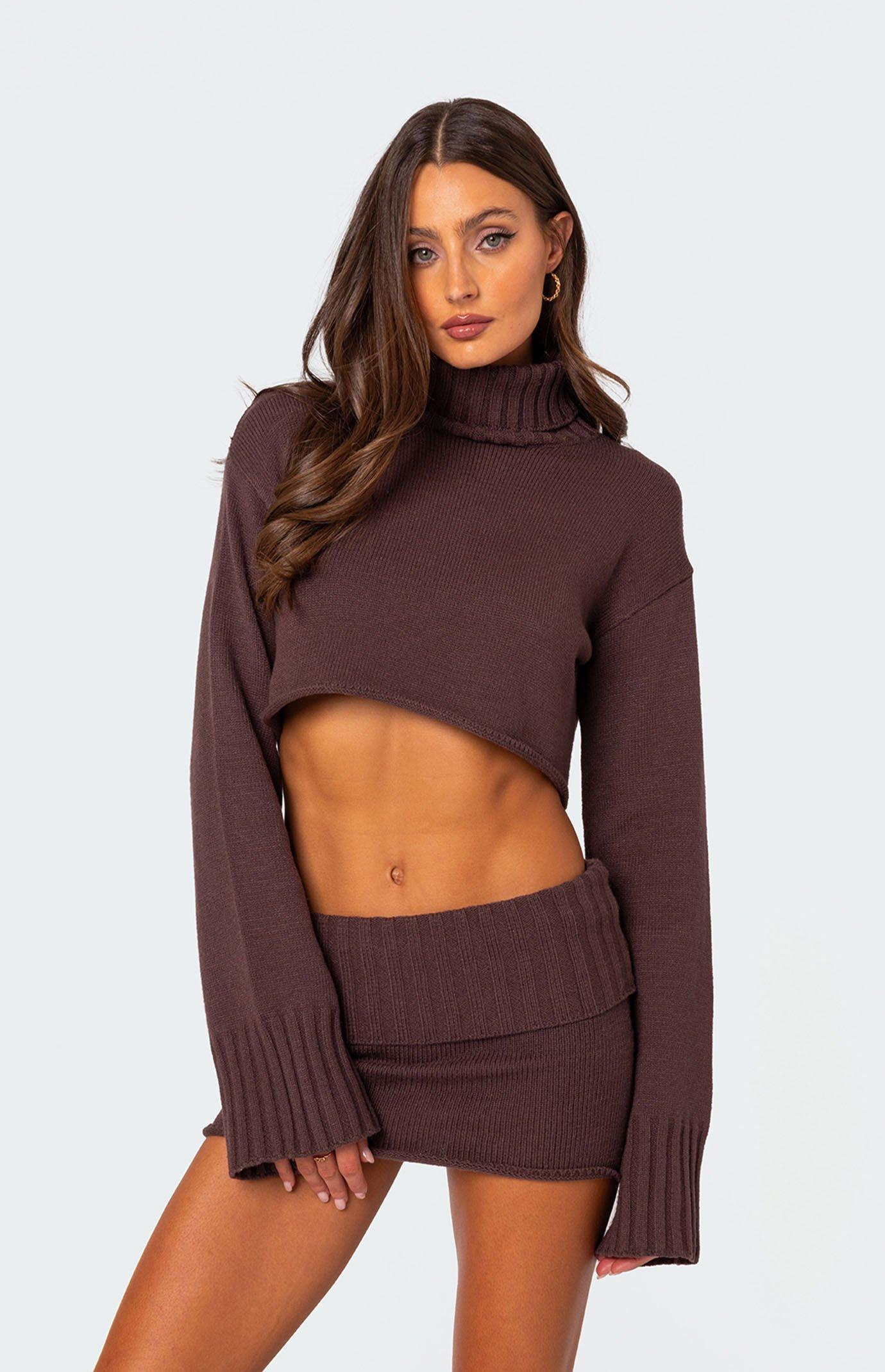 Edikted Women's Gino Cropped Turtle Neck Sweater Product Image