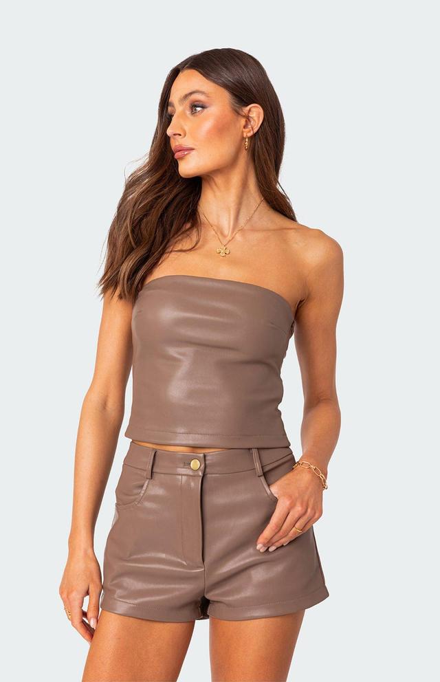 Edikted Women's Martine Faux Leather Tube Top Product Image