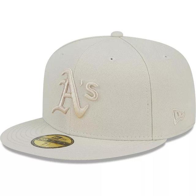 Mens New Era Khaki Oakland Athletics Tonal 59FIFTY Fitted Hat Beig/Green Product Image