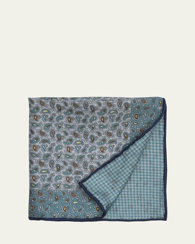 Men's Paisley-Print Reversible Silk Pocket Square Product Image